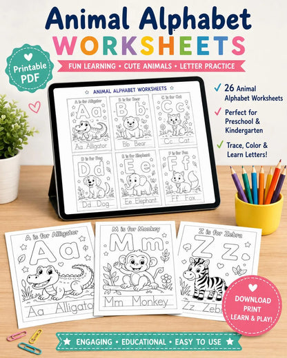 Alphabet Coloring Book for Kids | Printable ABC Worksheets