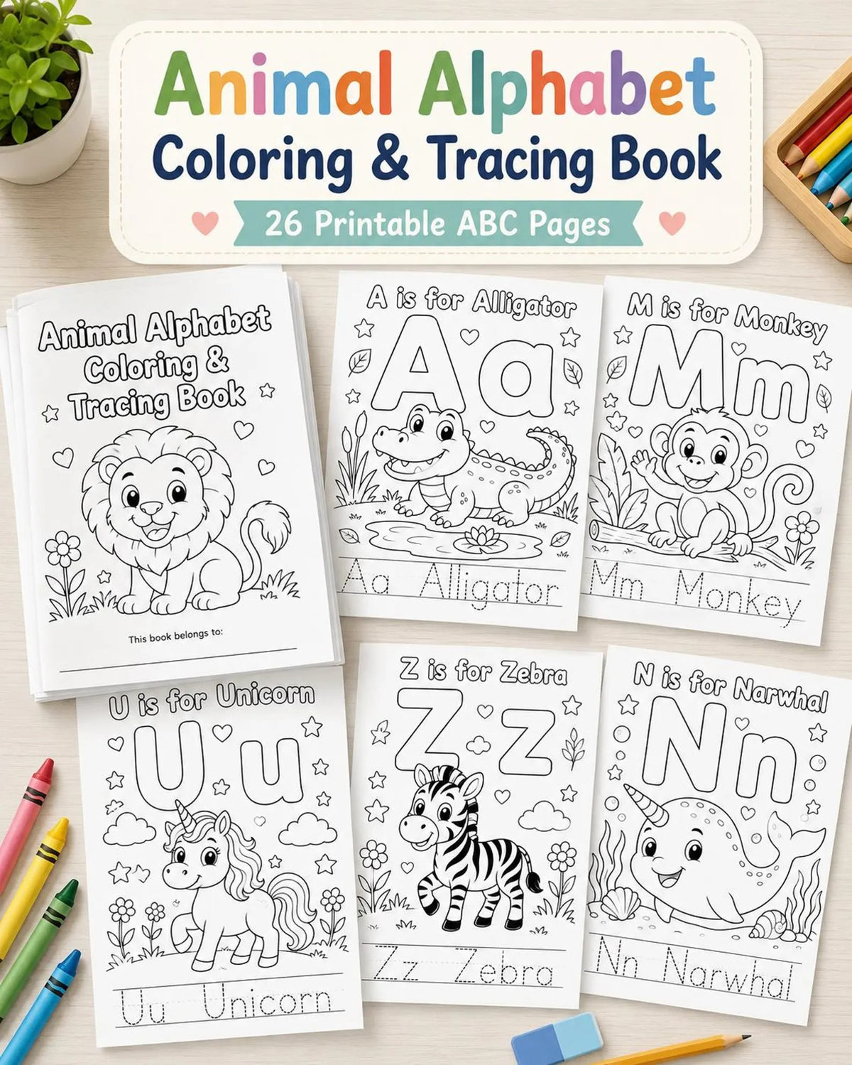 Alphabet Coloring Book for Kids | Printable ABC Worksheets