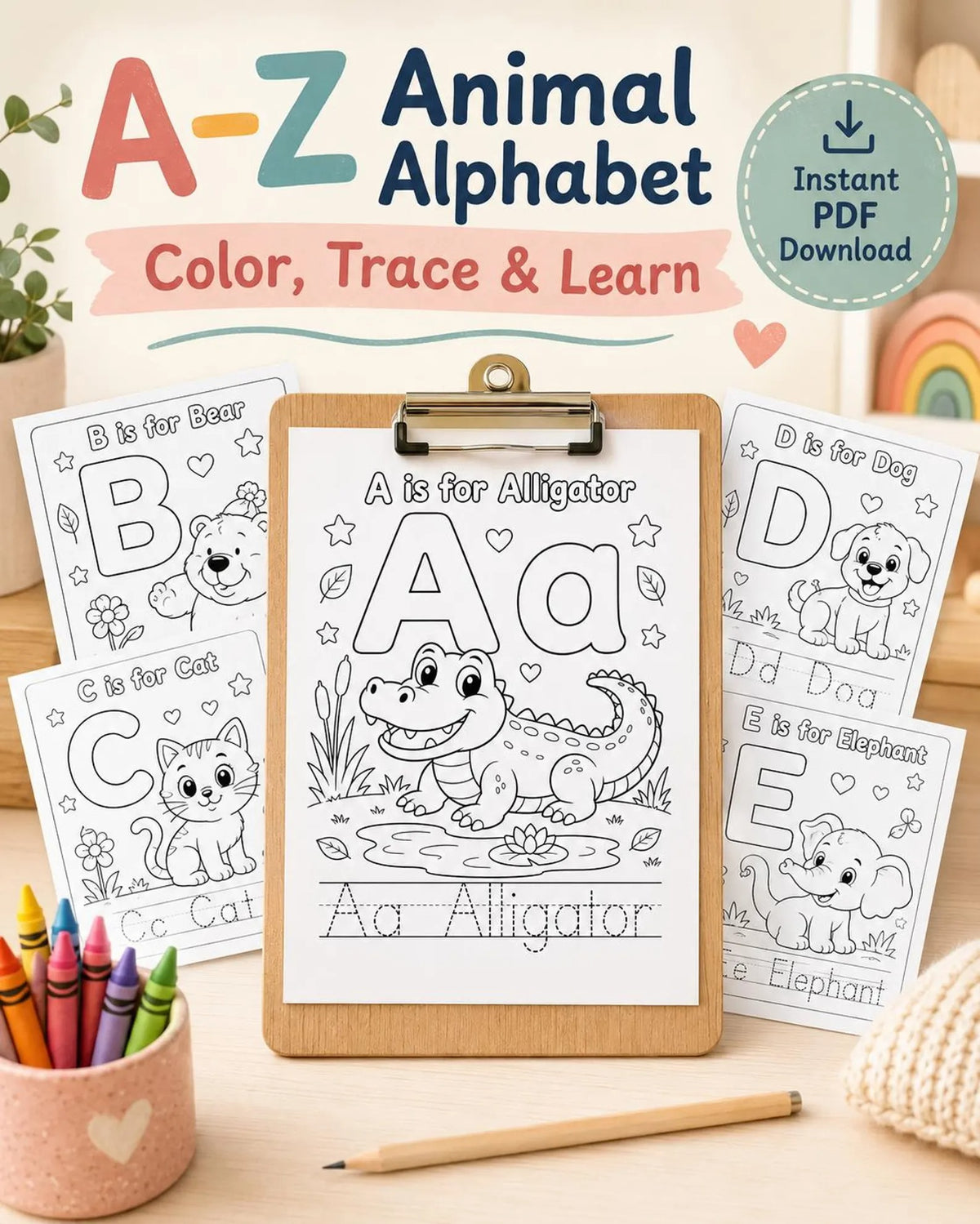 Alphabet Coloring Book for Kids | Printable ABC Worksheets