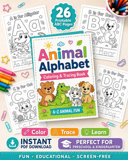 Alphabet Coloring Book for Kids | Printable ABC Worksheets