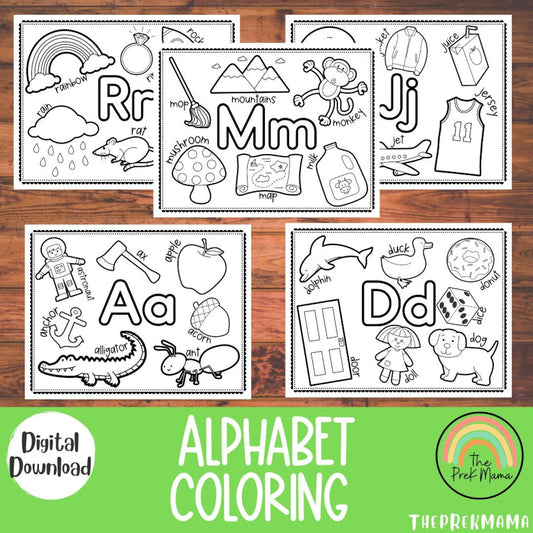 Alphabet Coloring Pages Printable | ABC Coloring Book for Preschool & Kindergarten | 26 Letter Coloring Worksheets