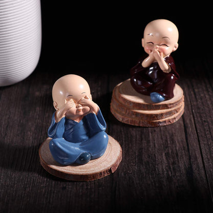 Baby Monk Statue Set of 4 for Home Decor |  Multi-Coloured