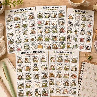 Digital Planner Stickers Bundle – 100 Cute PNG GoodNotes Stickers for Daily Life, Self Care, Cozy Aesthetic iPad Journal | Digital Products