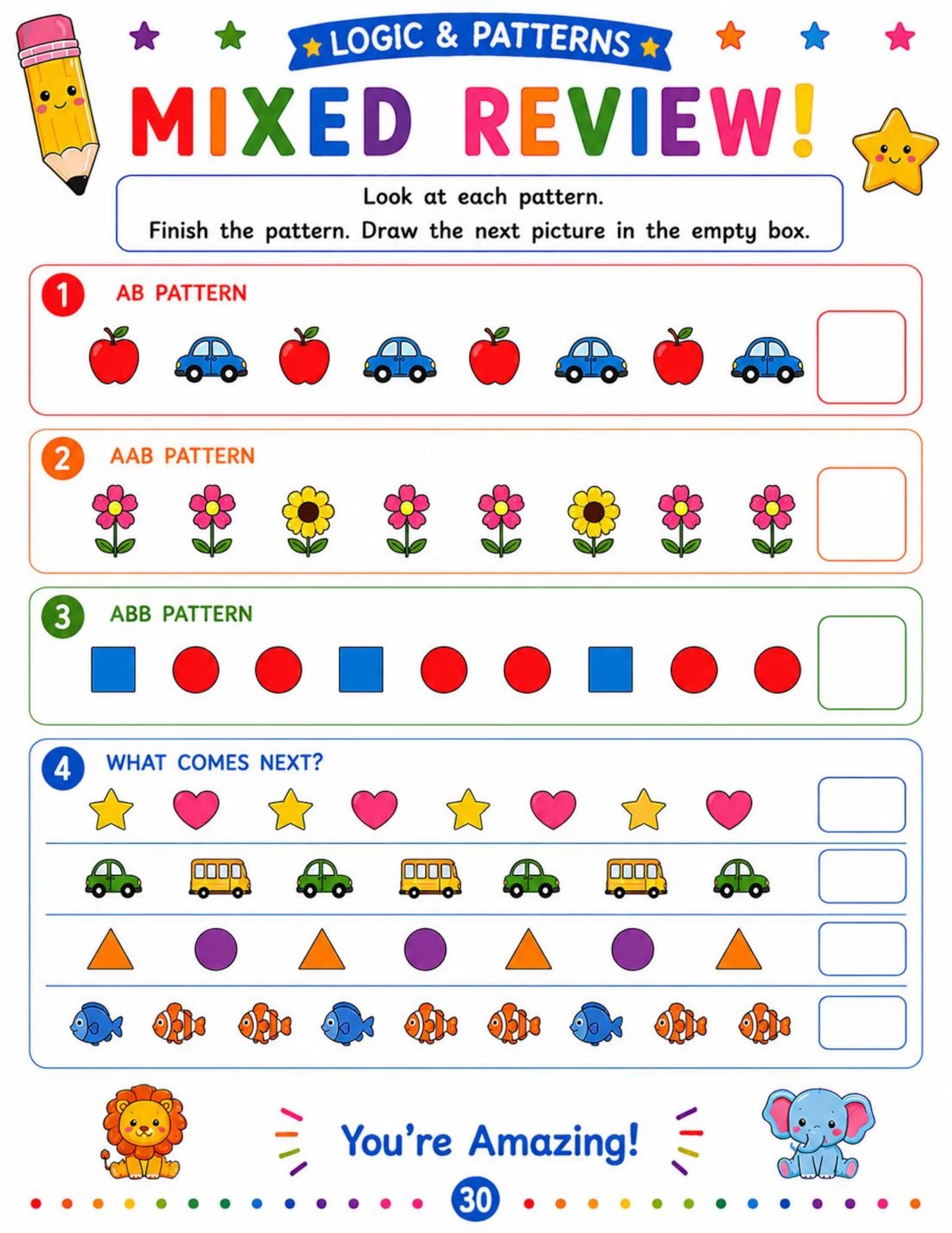 Kindergarten Readiness Workbook Ages 4-6 | 30 Printable Preschool & Pre-K Learning Activities | Letter Tracing, Numbers, Shapes, Early Math, Patterns & Pre-Writing Worksheets | Homeschool PDF