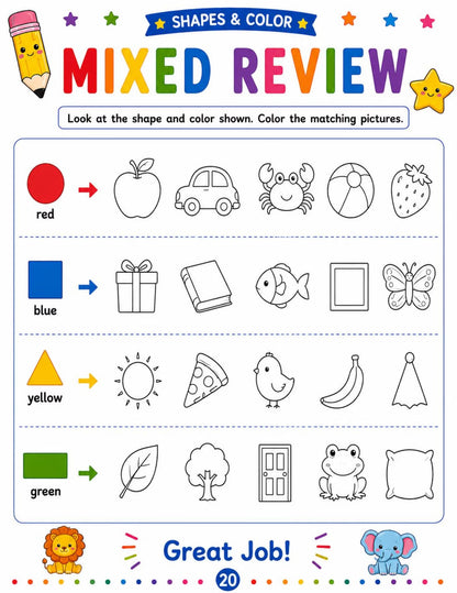 Kindergarten Readiness Workbook Ages 4-6 | 30 Printable Preschool & Pre-K Learning Activities | Letter Tracing, Numbers, Shapes, Early Math, Patterns & Pre-Writing Worksheets | Homeschool PDF
