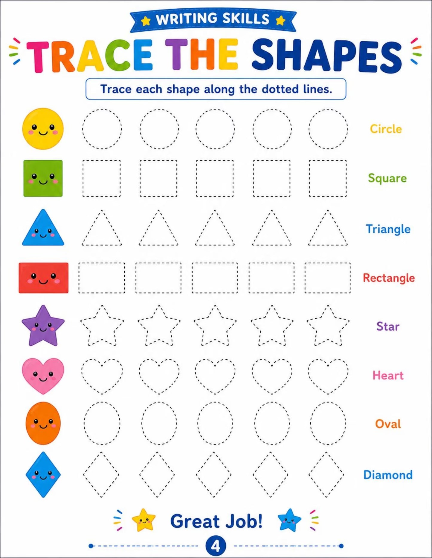 Kindergarten Readiness Workbook Ages 4-6 | 30 Printable Preschool & Pre-K Learning Activities | Letter Tracing, Numbers, Shapes, Early Math, Patterns & Pre-Writing Worksheets | Homeschool PDF