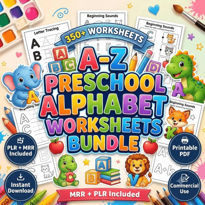 Preschool Alphabet Worksheets Bundle | A-Z Tracing & Phonics Printable PDF