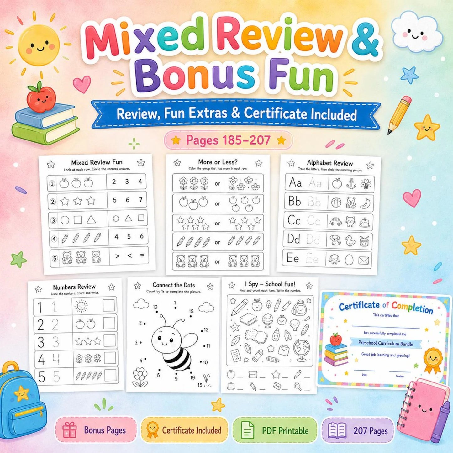 Preschool Curriculum Bundle Ages 3–4 | 200+ Worksheets