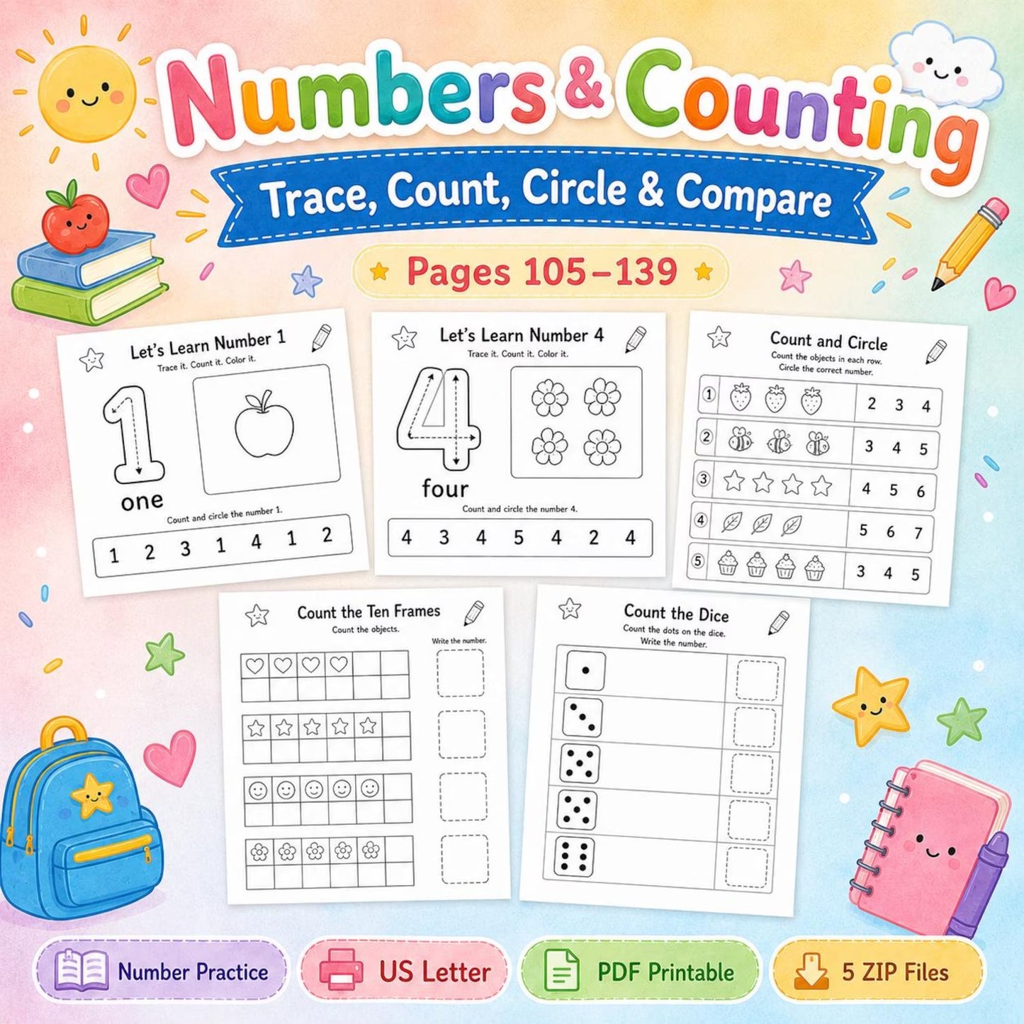 Preschool Curriculum Bundle Ages 3–4 | 200+ Worksheets