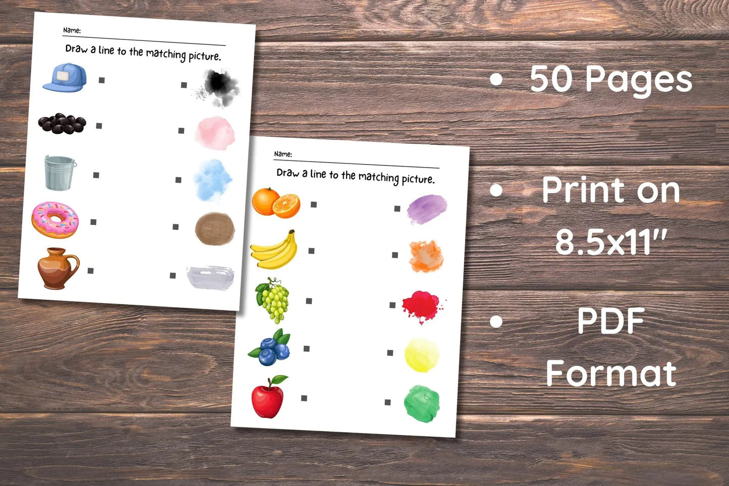 Printable Matching Worksheets for Preschool & Kindergarten | Match the Picture Activity