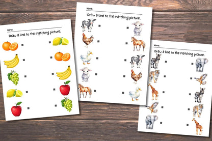 Printable Matching Worksheets for Preschool & Kindergarten | Match the Picture Activity
