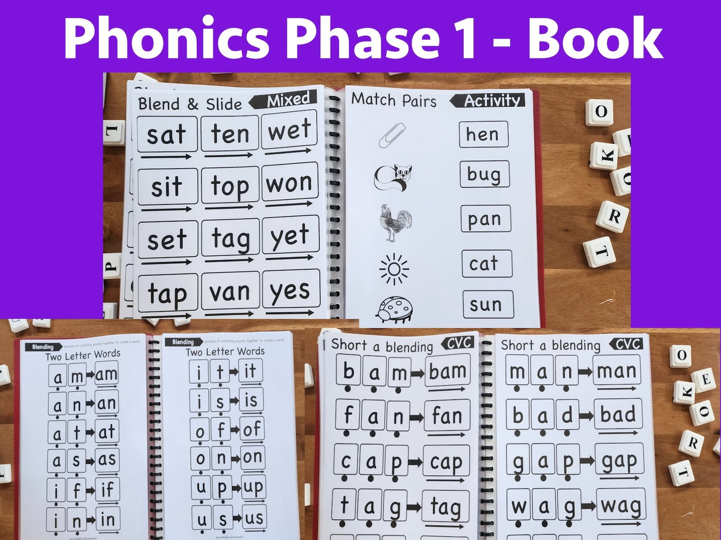 Printable Phonics Workbook for Kids | CVC Words, Sight Words & Blends