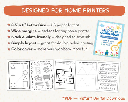 Preschool Learning Worksheets Bundle Ages 3-4 | 200+ Pre-K Printable Activities | ABC Alphabet, Number Tracing, Writing Practice, Counting, Homeschool Curriculum | Back to School Workbook PDF
