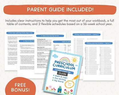 Preschool Learning Worksheets Bundle Ages 3-4 | 200+ Pre-K Printable Activities | ABC Alphabet, Number Tracing, Writing Practice, Counting, Homeschool Curriculum | Back to School Workbook PDF