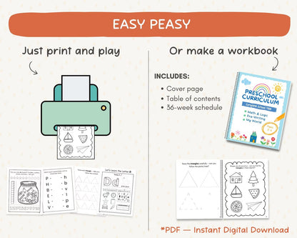 Preschool Learning Worksheets Bundle Ages 3-4 | 200+ Pre-K Printable Activities | ABC Alphabet, Number Tracing, Writing Practice, Counting, Homeschool Curriculum | Back to School Workbook PDF