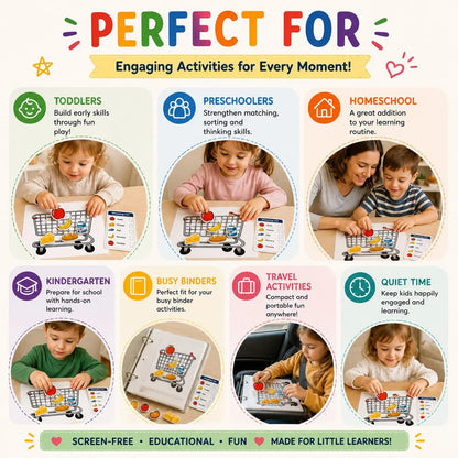 Shopping Busy Book for Toddlers | Printable Grocery Game | Preschool Learning Activity | Matching Game | Kids Busy Book