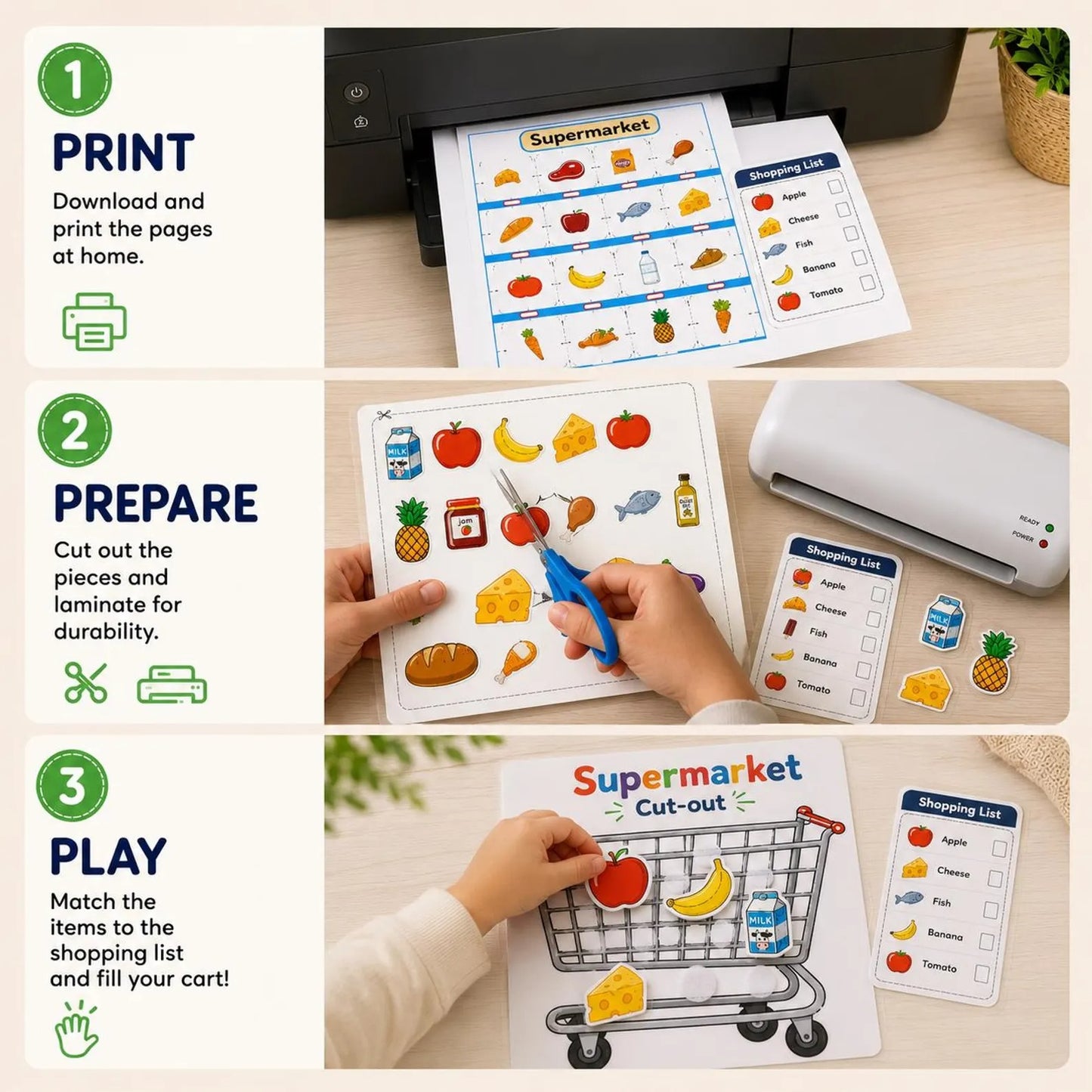 Shopping Busy Book for Toddlers | Printable Grocery Game | Preschool Learning Activity | Matching Game | Kids Busy Book
