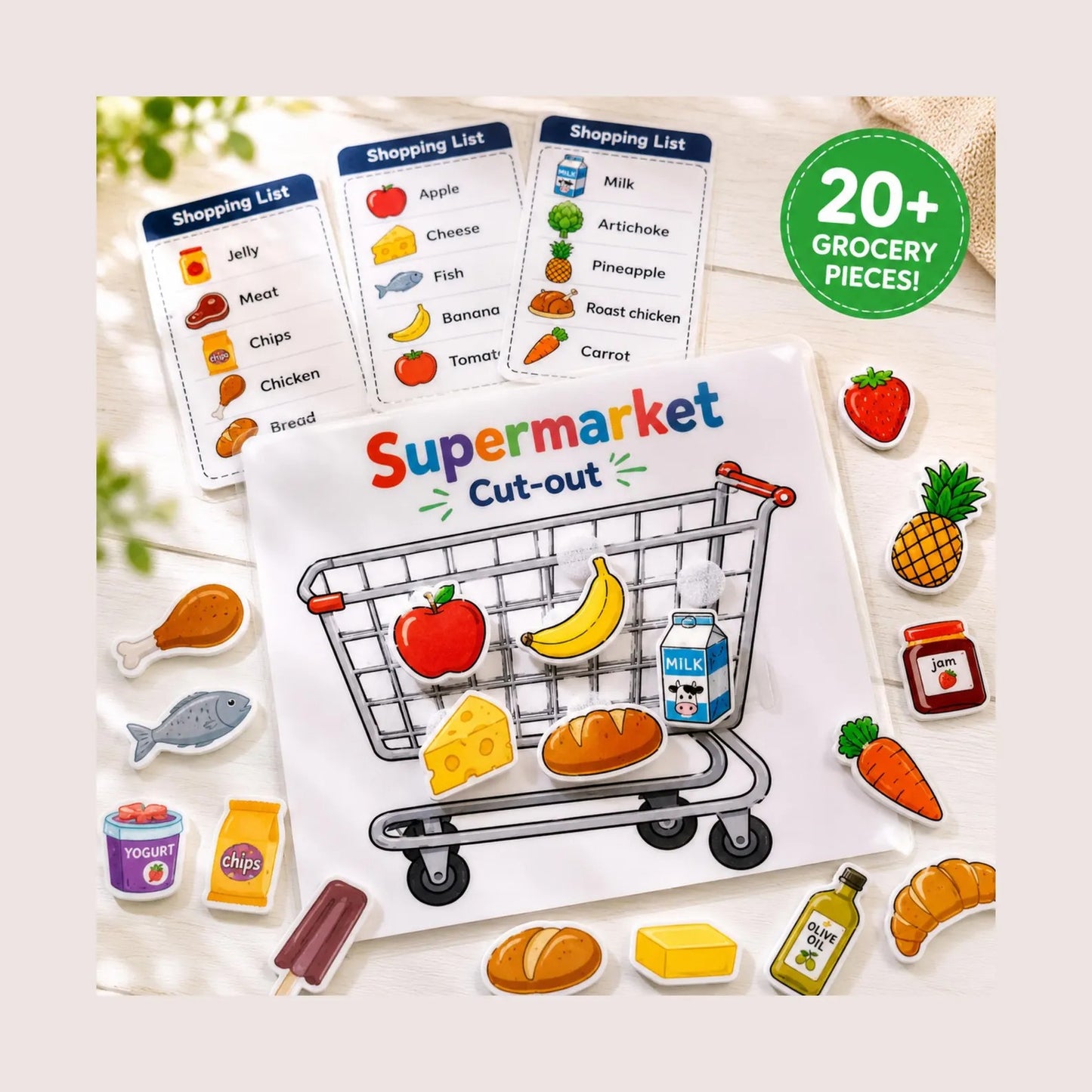 Shopping Busy Book for Toddlers | Printable Grocery Game | Preschool Learning Activity | Matching Game | Kids Busy Book