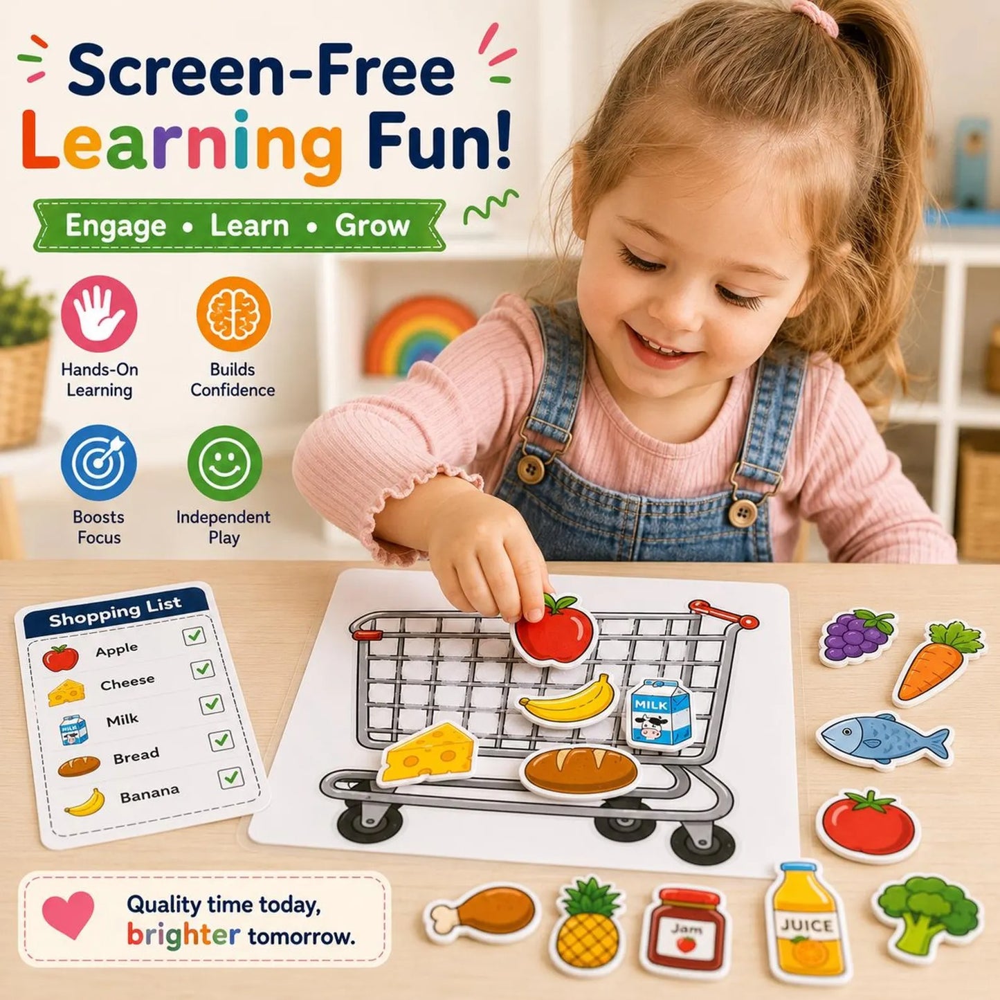 Shopping Busy Book for Toddlers | Printable Grocery Game | Preschool Learning Activity | Matching Game | Kids Busy Book