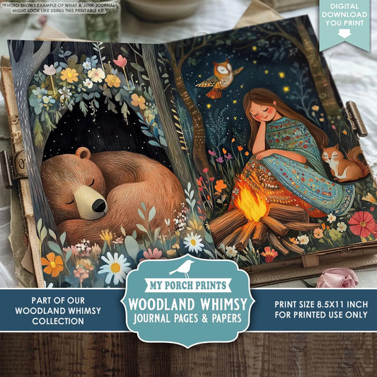 Woodland Whimsy Junk Journal Kit | Printable Journal Pages & Decorative Papers