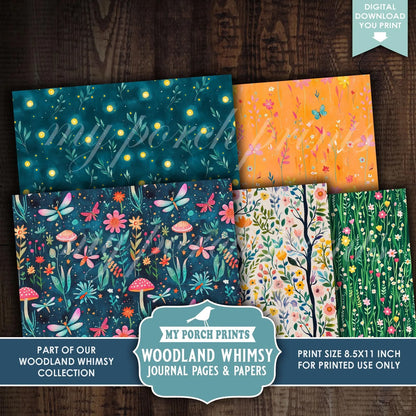 Woodland Whimsy Junk Journal Kit | Printable Journal Pages & Decorative Papers | Forest Fairytale Kids Animals Digital Download