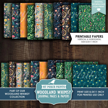 Woodland Whimsy Junk Journal Kit | Printable Journal Pages & Decorative Papers | Forest Fairytale Kids Animals Digital Download