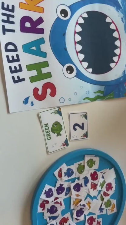 Feed the Shark Counting Game Printable | Numbers 1–10 & Color Recognition | Preschool Math Activity