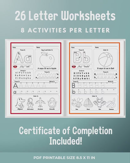 Phonics Workbook & ABC Alphabet Tracing