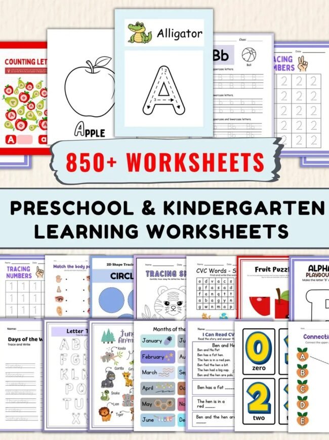 850+ Preschool Worksheets Bundle | Printable Learning Activities for Toddlers & Kindergarten 850+ Preschool Worksheets Bundle | Printable Learning Activities for Toddlers & Kindergarten