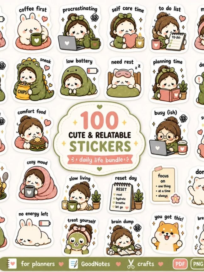 Digital Planner Stickers Bundle – 100 Cute PNG GoodNotes Stickers for Daily Life, Self Care, Cozy Aesthetic iPad Journal | Digital Products Digital Planner Stickers Bundle – 100 Cute PNG GoodNotes Stickers for Daily Life, Self Care, Cozy Aesthetic iPad Journal | Digital Products