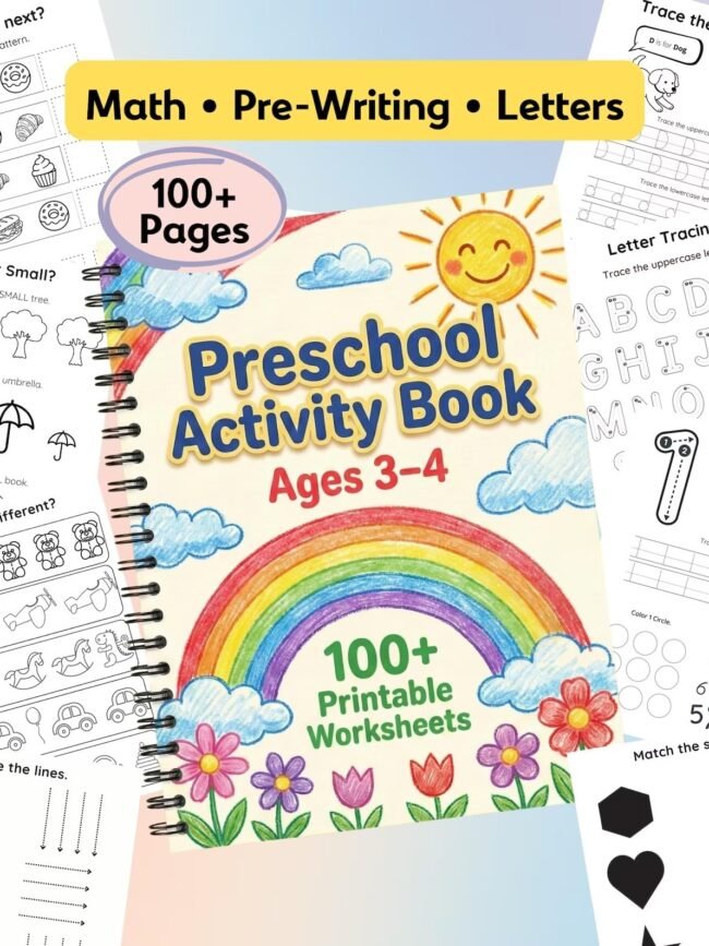 Preschool Learning Worksheets Bundle Ages 3-4 | 200+ Pre-K Printable Activities